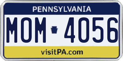 PA license plate MOM4056