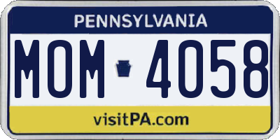PA license plate MOM4058