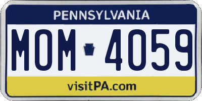 PA license plate MOM4059