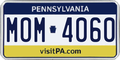 PA license plate MOM4060