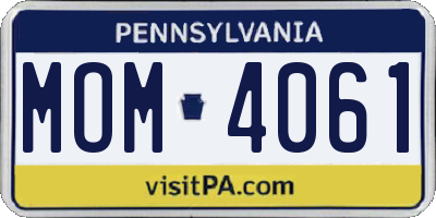 PA license plate MOM4061