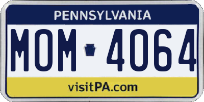PA license plate MOM4064