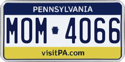 PA license plate MOM4066