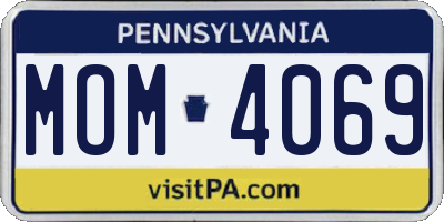 PA license plate MOM4069