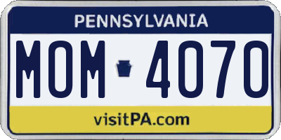 PA license plate MOM4070