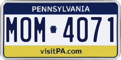 PA license plate MOM4071
