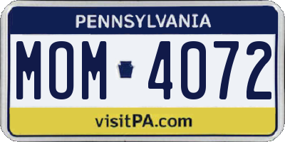 PA license plate MOM4072