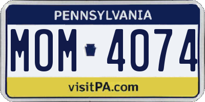 PA license plate MOM4074