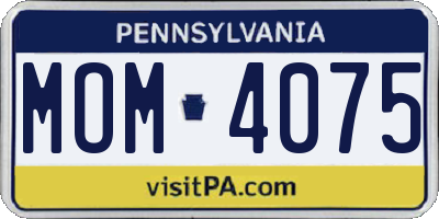 PA license plate MOM4075