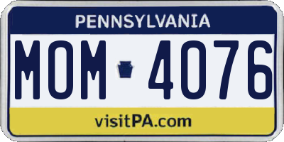 PA license plate MOM4076