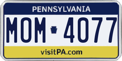 PA license plate MOM4077