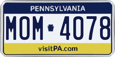 PA license plate MOM4078
