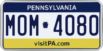PA license plate MOM4080