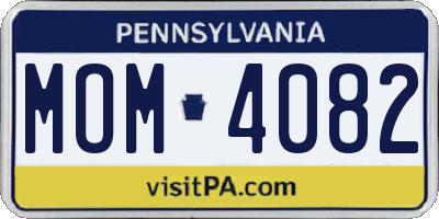 PA license plate MOM4082