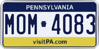 PA license plate MOM4083