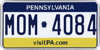 PA license plate MOM4084