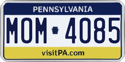 PA license plate MOM4085