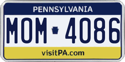 PA license plate MOM4086