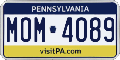 PA license plate MOM4089