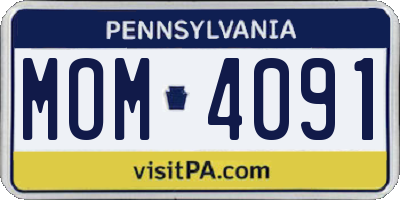 PA license plate MOM4091
