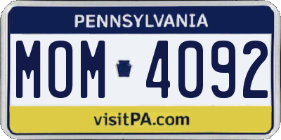 PA license plate MOM4092