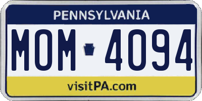 PA license plate MOM4094
