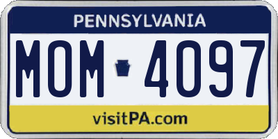 PA license plate MOM4097