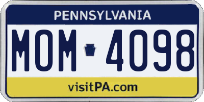 PA license plate MOM4098
