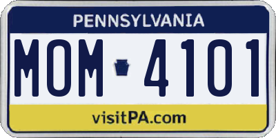 PA license plate MOM4101
