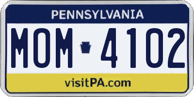 PA license plate MOM4102