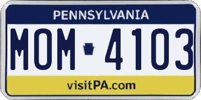 PA license plate MOM4103