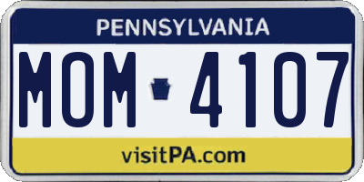 PA license plate MOM4107
