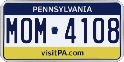 PA license plate MOM4108