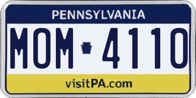 PA license plate MOM4110