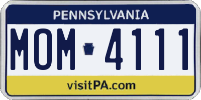 PA license plate MOM4111