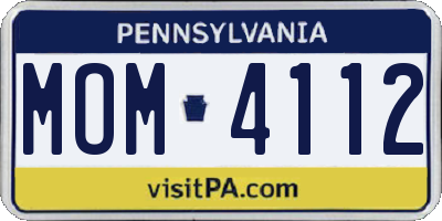 PA license plate MOM4112