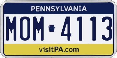 PA license plate MOM4113