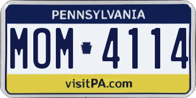 PA license plate MOM4114