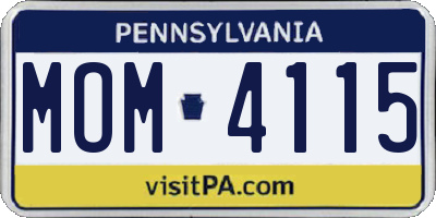 PA license plate MOM4115