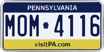 PA license plate MOM4116