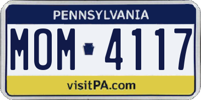PA license plate MOM4117