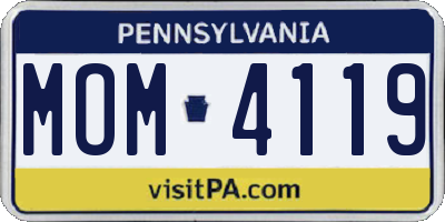 PA license plate MOM4119