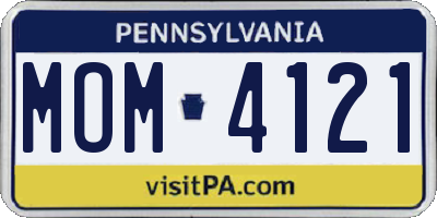 PA license plate MOM4121