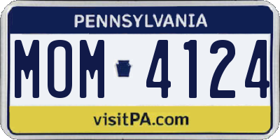 PA license plate MOM4124