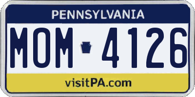 PA license plate MOM4126