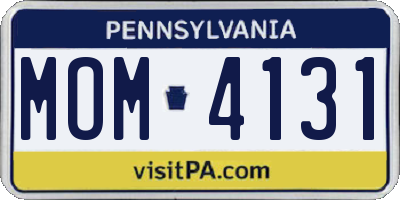 PA license plate MOM4131