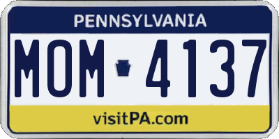 PA license plate MOM4137