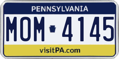 PA license plate MOM4145