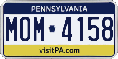PA license plate MOM4158