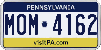 PA license plate MOM4162